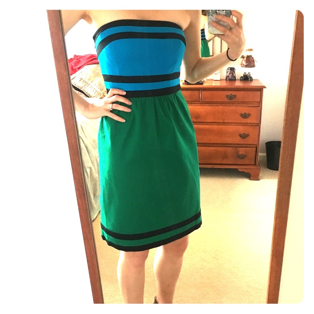 Limited - Color-block strapless dress (size 2)